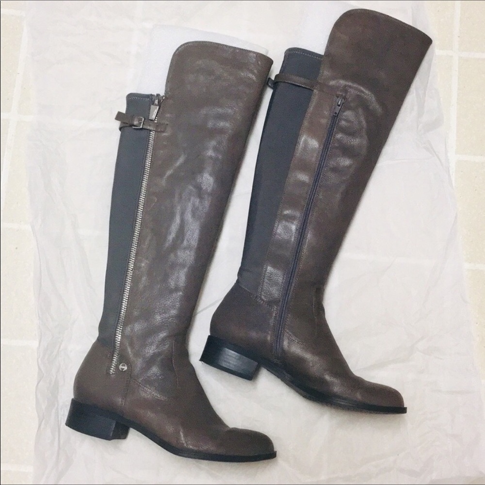 Calvin Klein Overknee Grey Leather boots！